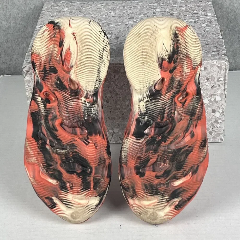Boutique Mens 6 Orange Black Marble Foam Runner Clogs Slip On Streetwear Shoes